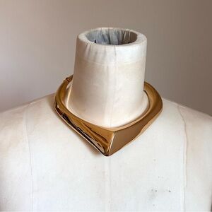 Unique Torque Gold Tone Structured Necklace - Geometric. Bold Statement Piece